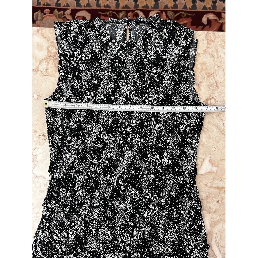 Madewell Smocked Crewneck Mini Dress in Floral Size 0 Black NWT - Picture 10 of 16